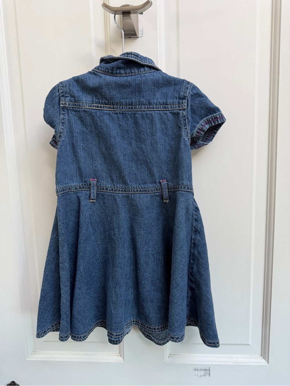 VINTAGE Carter's 4T Girls Denim Short Sleeve Button Down Dress - Picture 7 of 7